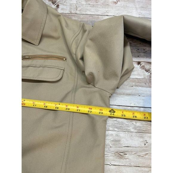 Vintage London Fog Military Field Style Safari Jacket Tan Zip Mens 40 Tan Rain - Picture 8 of 9